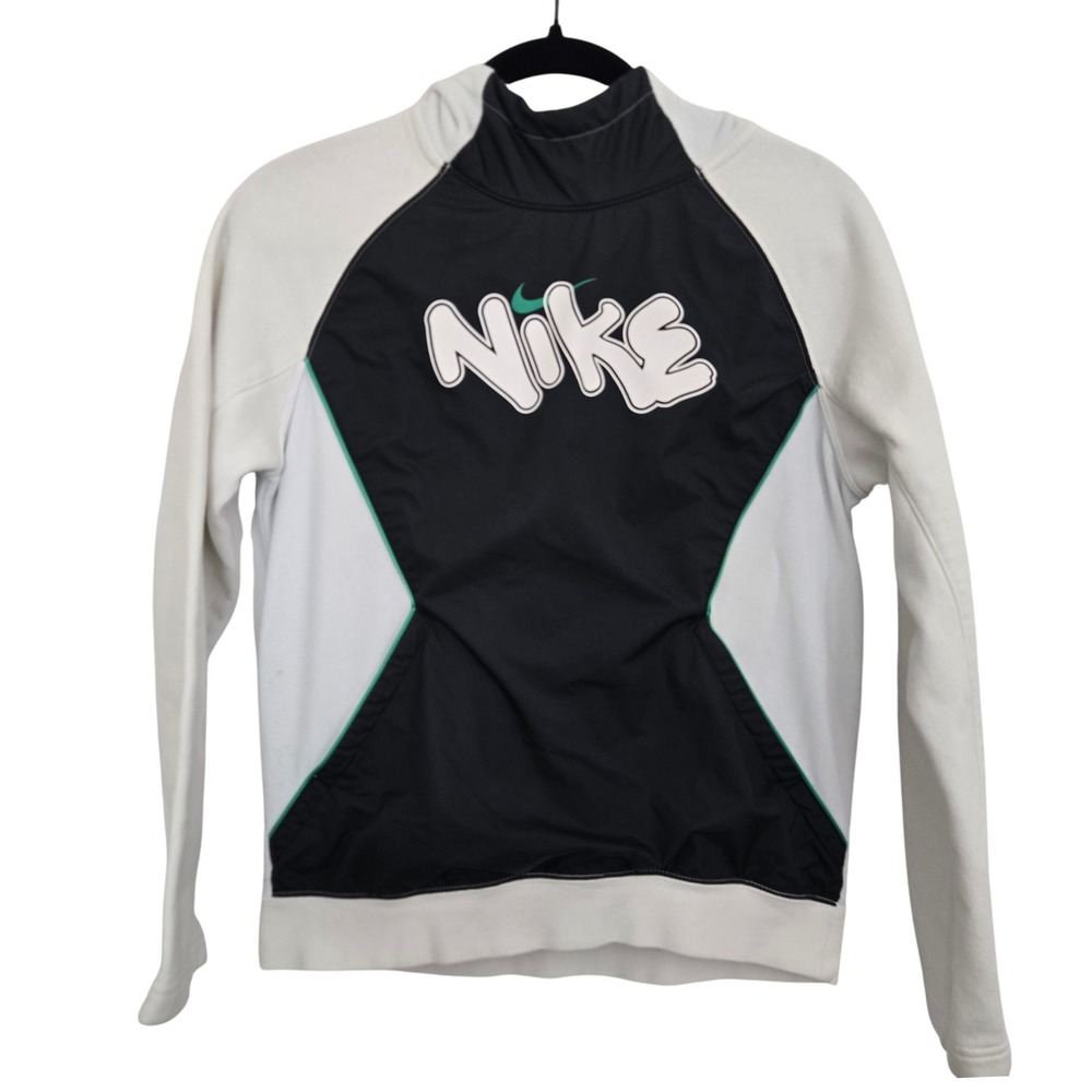 NIKE L Cropped Pullover Graffiti Logo Windbreaker‎ High Neck Colorblock Hoodie